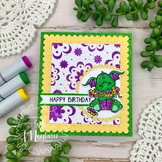 Dragon Birthday Series: Card #1-Flower Hugs Birthday