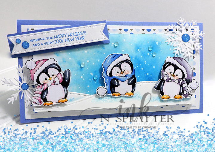 Winter Holiday Penguins Clear Stamp Set